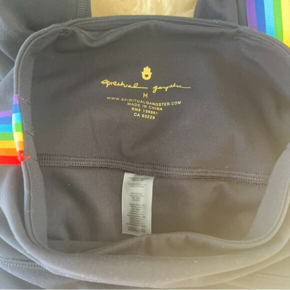 NWT Spiritual Gangster Sz M Women's Ada Black Rainbow Stripe 7/8 Leggings - Picture 9 of 9